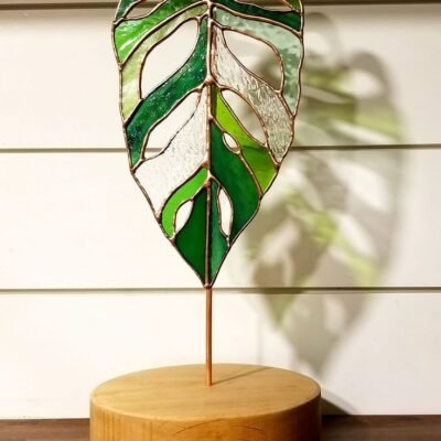 Dekorative Glas-Blatt-Skulptur